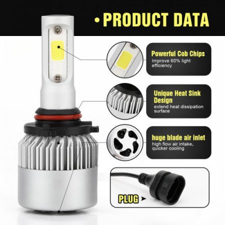 9005 LED Headlight Bulbs, 6500K 8000 Lumens Extremely Super Bright HB3 COB LED Chips Conversion Kit,Xenon White