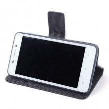 Leather Flip Cover Case Stand for Doogee DG280 Smartphone Black
