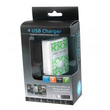 4 Ports USB to Ac Wall Adapter EU Charger for iPhone iPod Blackberry HTC