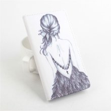 Fashion Painting Pretty Girl Protective Flip Leather Case For Elephone P7000 Smartphone