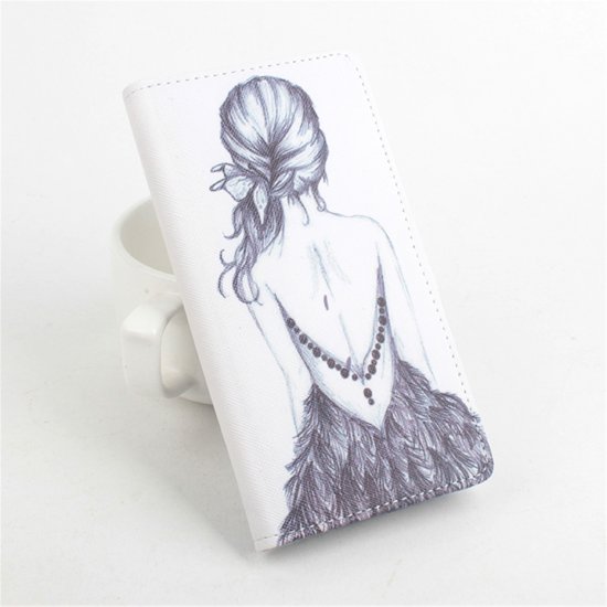 Fashion Painting Pretty Girl Protective Flip Leather Case For Elephone P7000 Smartphone