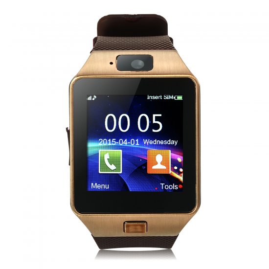 iCou I5 Smart Watch Phone 1.54 Inch Touch Screen Bluetooth Camera FM Brown