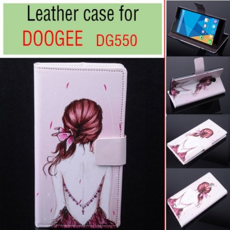 Fashion Painting Colorful Girl Flip Cover Stand Case For Doogee DG550 Smartphone