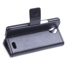 Leather Flip Cover Case Protect Case Stand for TCL S820 Smartphone Black