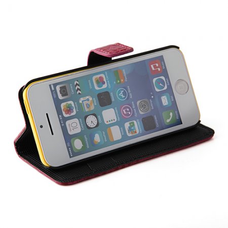 Magnetic Closure Protective Flip Cover Stand Crocodile Stripe Leather Case for iPhone5c