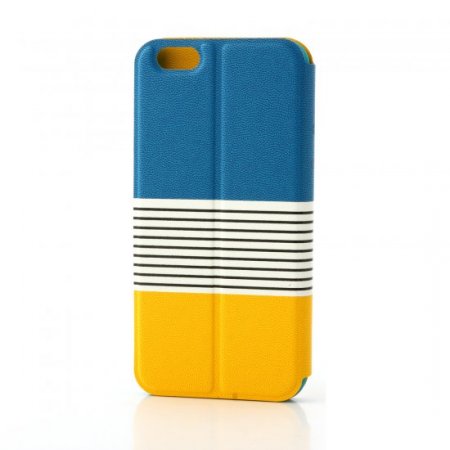 Leather Flip Cover Stand Case for iPhone 6 Orange ＆ Blue