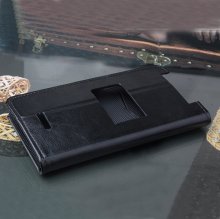 Fashion Leather Flip Case Cover for iNew V8 Smartphone Black