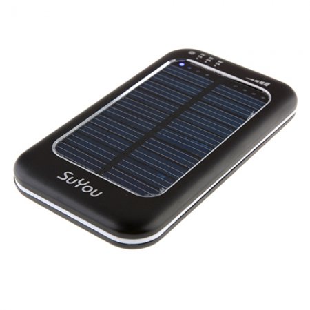 3500mAh Solar Charger Power Bank with 6 Connectors for iPhone Smart Phone- Black