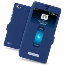 S-view Flip Cover Case Stand for ZTE Nubia Z7 mini Smartphone Blue
