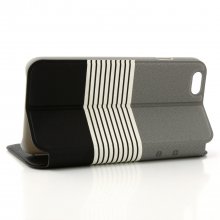 Leather Flip Cover Stand Case for iPhone 6 Black ＆ Gray