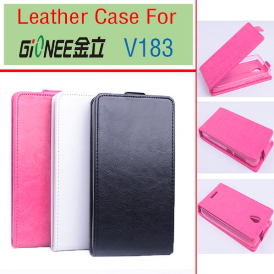 Leather Flip Cover Case Stand GIONEE V183 Smartphone Pink