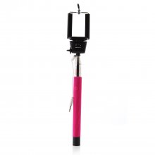 MOWTO Z07-5S Cable Take Pole Wired Monopod Selfie Stick + Cell Phone Clip Holder Rose