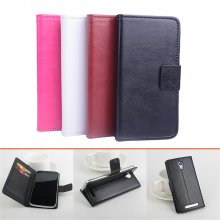 Leather Flip Cover Case Protective Case Stand for DOOGEE Y100 Pro Smartphone Rose