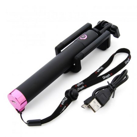 Dispho Original Bluetooth Selfie Stick Integrated Foldable Smart Shooting Aid Rosy