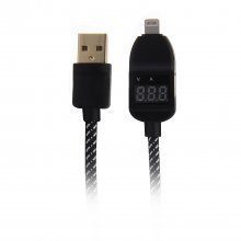 2586 Smart Current + Voltage LED Display Super Charging Cable for iPhone iPad Black