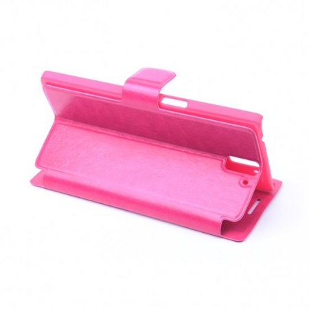 Leather Flip Cover Case Stand for Oneplus One Smartphone Pink