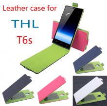 Leather Flip Cover Stand Case for THL T6S & T6 Pro Smartphone Black