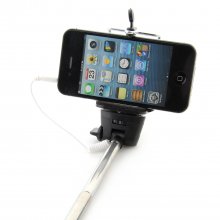 MOWTO Z07-5S Cable Take Pole Wired Monopod Selfie Stick + Cell Phone Clip Holder Rose