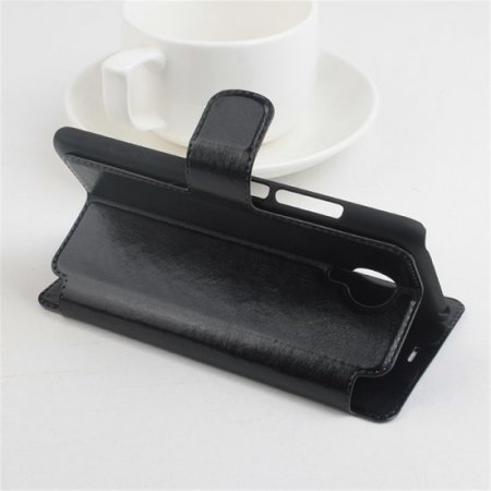 Leather Flip Cover Case Protective Case Stand for MEIZU MX5 Smartphone Black
