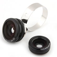 2-in-1 Fish-eye Lens Wide + Macro Lens for Smartphone Tablet PC