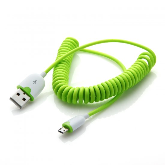 Portable Elastic Micro USB Data Cable For Smartphone Green