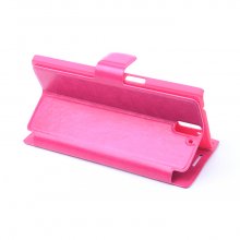 Leather Flip Cover Case Stand for Oneplus One Smartphone Pink