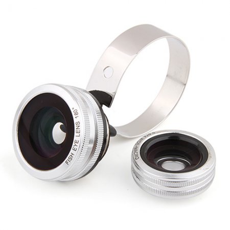2-in-1 Fish-eye Lens Wide + Macro Lens for Smartphone Tablet PC