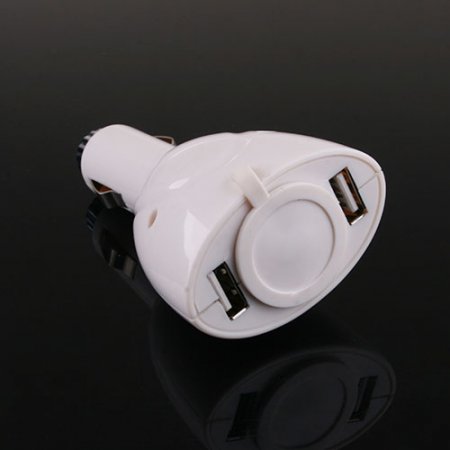 Car Charger Hub Adapter 2 USB Port White