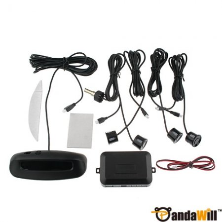 3 Color LED Display Car Parking Reverse Backup Radar 4 Sensor System Black discount