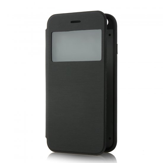 Fashion Brush Protective Flip Cover Case For iPhone 6 Smartphone Black