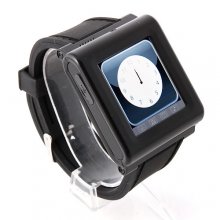 AK912 Watch Phone Silicon Strap Single SIM Card Pinhole Camera FM Bluetooth 1.6 Inch Touch Screen- Black