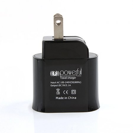 2-in-1 USA Standard Travel Charger Car Charge for iPad iPhone Smartphone -Black