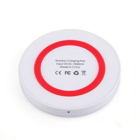 Q5 Portable Mini Wireless Charger Pad for Qi Compliant Devices Red&White