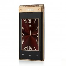 OTIUM W2014 Flip Phone Dual Touch Screen Android 4.2 MTK6572 GPS 3.0 Inch- Gold