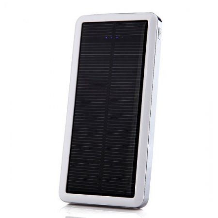 12800mAh Power Bank Solar Charger for iPad iPhone Smartphone White