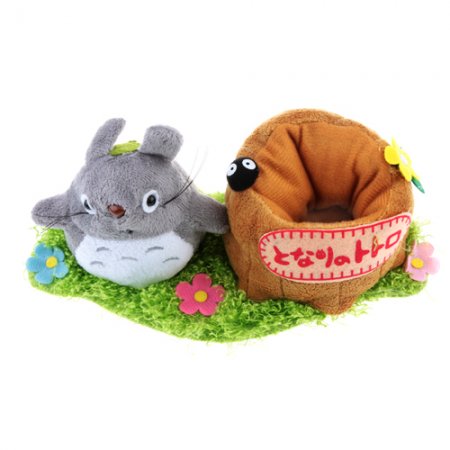 Totoro and Stump Pattern Plush Decorative Mobile Phone Holder