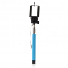 MOWTO Z07-5S Cable Take Pole Wired Monopod Selfie Stick + Cell Phone Clip Holder Blue