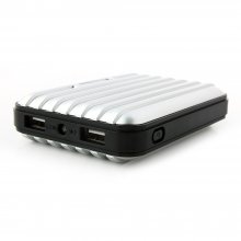 Lumen Stone Line 12000mAh Dual USB Power Bank with Flashlight Silver