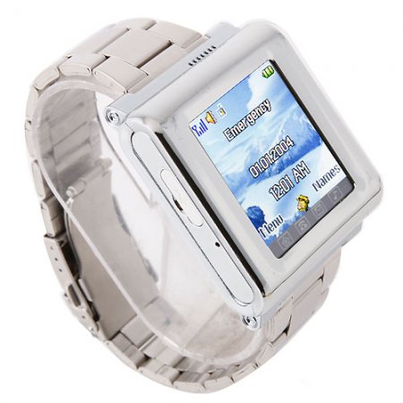 AK812 Watch Phone Stainless Steel Strap Single SIM Card Bluetooth SOS 1.6 Inch Touch Screen-Silver