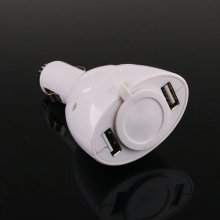 Car Charger Hub Adapter 2 USB Port White