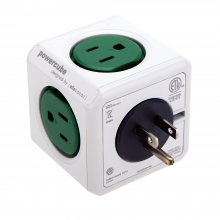 PowerCube Original Power Strip Socket Wall Charger US Plug with 5 Outlets Green