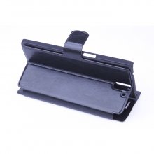 Leather Flip Cover Case Stand for Oneplus One Smartphone Black