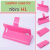 Leather Flip Cover Case Stand for Nibiru H1 Smartphone Pink