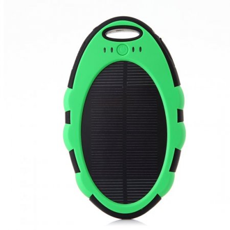 5000mAh Oval Shaped Power Bank Solar Charger for iPhone iPad Smartphone Green