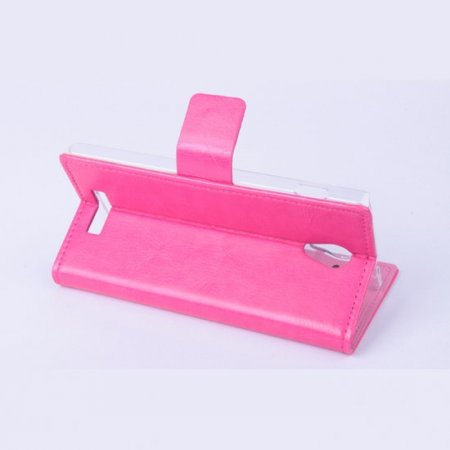 Leather Flip Cover Case Stand for Nibiru H1 Smartphone Pink