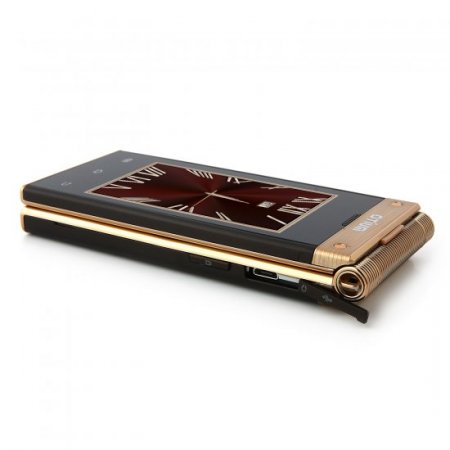 OTIUM W2014 Flip Phone Dual Touch Screen Android 4.2 MTK6572 GPS 3.0 Inch- Gold