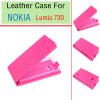 Leather Flip Cover Case Stand Nokia Lumia 730 Smartphone Pink