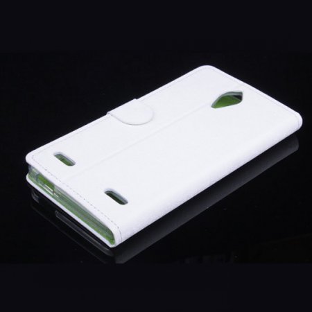 Leather Flip Cover Case Stand ZTE V5 MAX Smartphone White