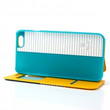 Leather Flip Cover Stand Case for iPhone 6 Orange ＆ Blue