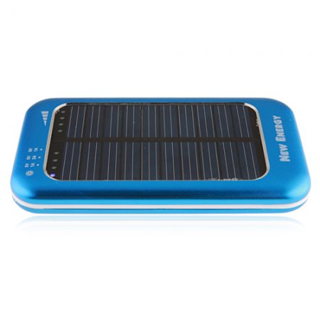 3500mAh Solar Charger Power Bank with 6 Connectors for iPhone Smart Phone- Blue
